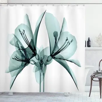 

Xray Flower Decor Collection, Illustration of a Blooming Transparent Flower X-ray Vision of Nature Solarized Print, Polyester