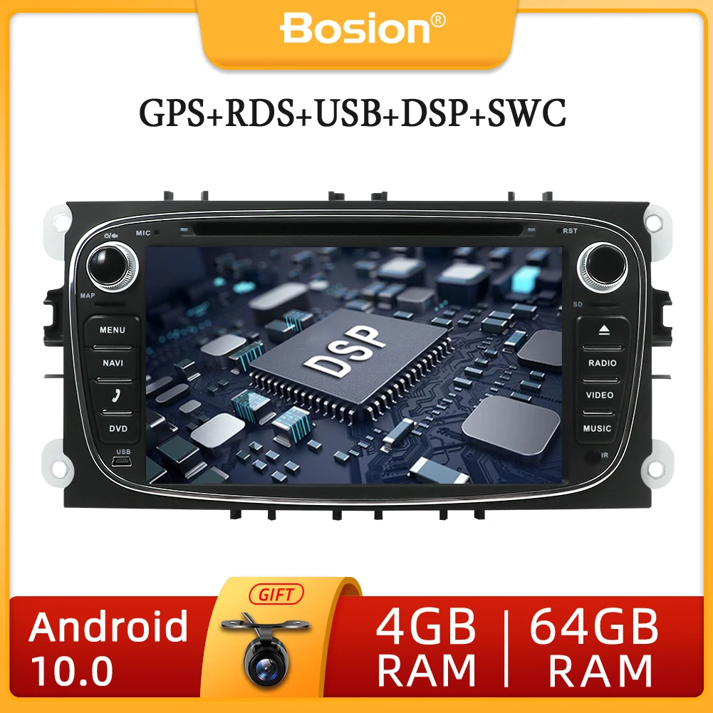 Автомагнитола 2 Din мультимедийный проигрыватель DVD Android 10 0 для Ford Focus S-Max Mondeo Galaxy C-Max