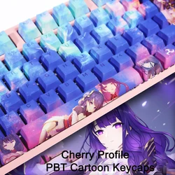 Teclado mecânico pbt keycaps cherry profile backlight japonês dos desenhos animados bonito menina anime 104 teclas carta transmitir luz chave boné