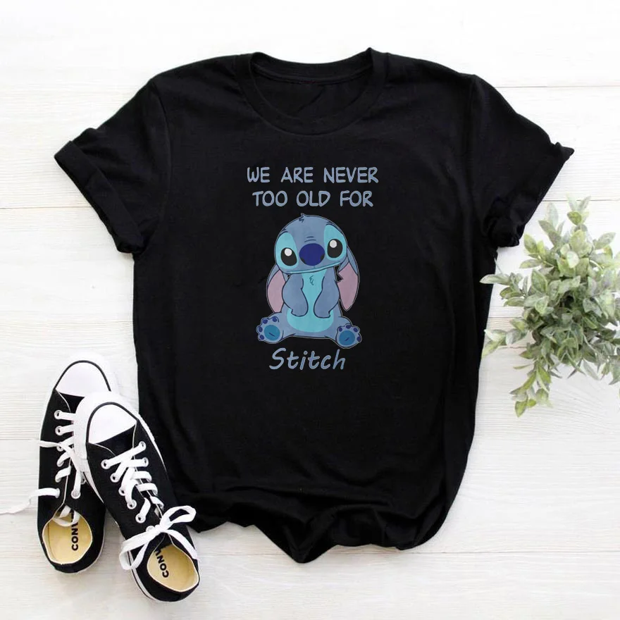 Футболка We Are Never Too Old for Stitch Женская забавная белая футболка с графическим принтом