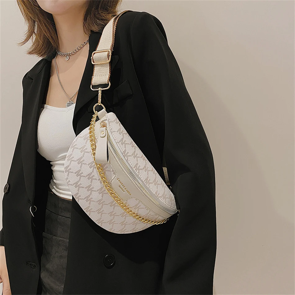 Women's Chain Fanny Pack PU Leather Waist Bag Shoulder Crossbody Chest Bags  Luxury Designer Handbag Female Belt Bag Phone Purses - AliExpress
