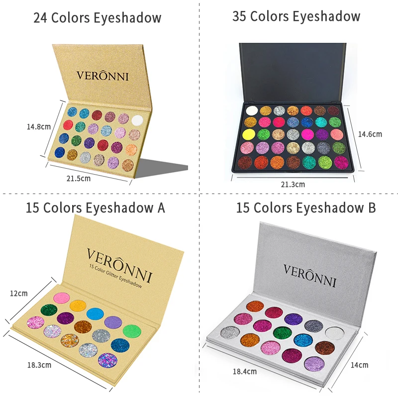 

Glitter Eyeshadow Palette Pigment Eye Shadow VERONNI 15/24/35 Colors Highlighter Shimmer Colorful Make up Eye Shadow Pallete