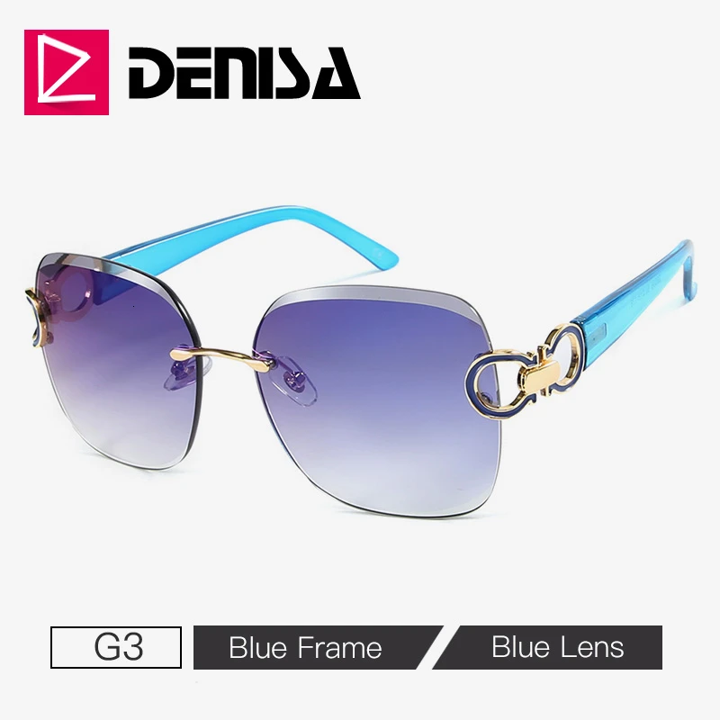 Женские солнцезащитные очки без оправы от бренда DENISA уникальные Квадратные