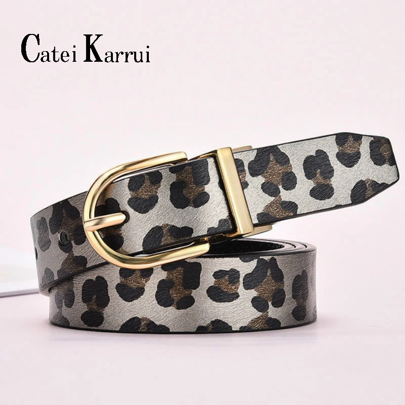 

Catei Karrui Leopard Printed Belt for Women Fashion Leather Belt Buckle for Ladies Jeans Pants Waist Belt