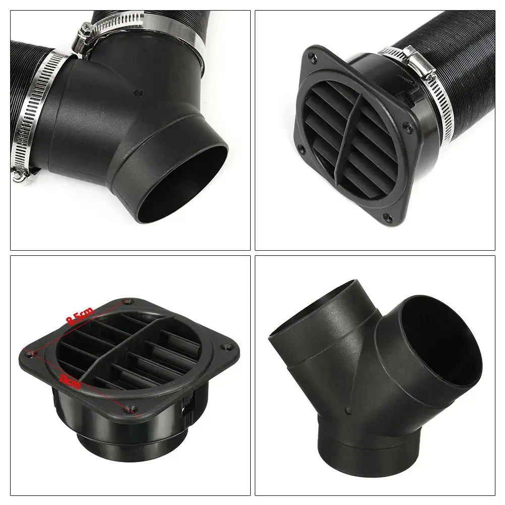 Heater Pipe 75mm Car Auto Heater Pipe Duct T Type Y Warm Air Outlet Vent Hose Clips Set For Parking Diesel For Webast