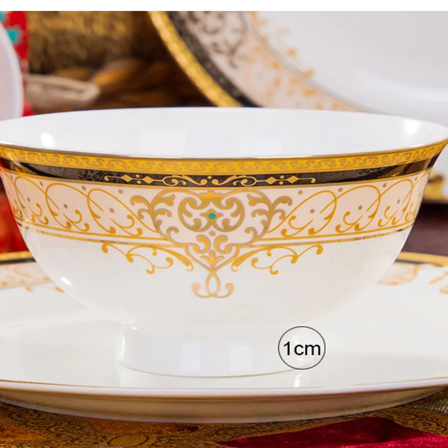 Jingdezhen Ceramic Dinnerware Set Ceramic Plates and Dishes Bowls 60pcs combination Tableware Kitchen Tableware