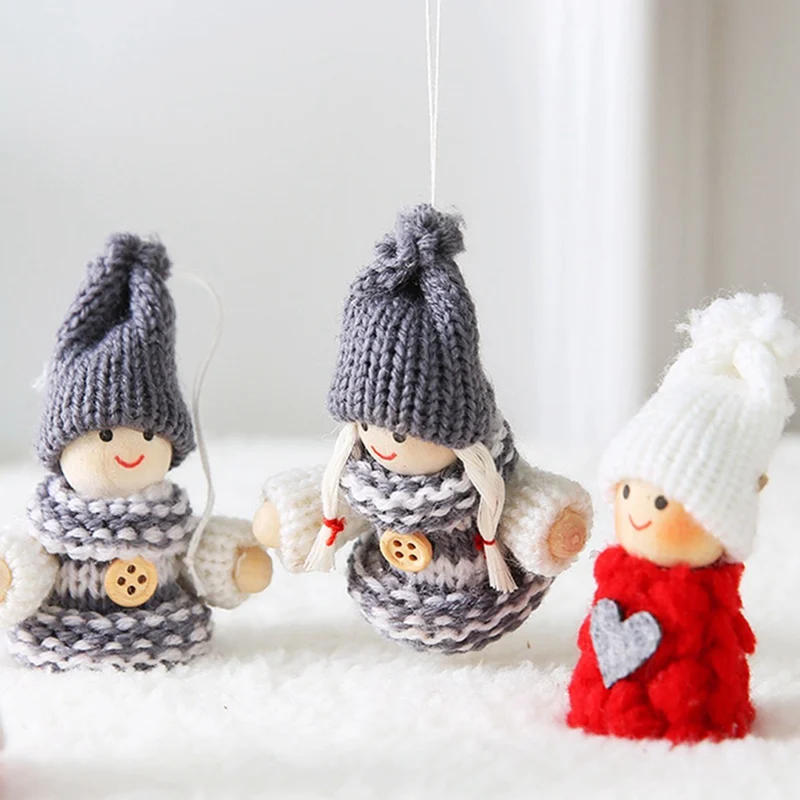 2 шт./компл. Merry Christmas шерстяного фетра пара маленькая кукла милая Пижама с рождественским принтом, пижама подвесное украшение праздничные вечерние год поставки украшения