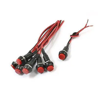 

8 Pcs Red Flat Cap Locking SPST 2 Wire Push Button Switch 250V AC 3A