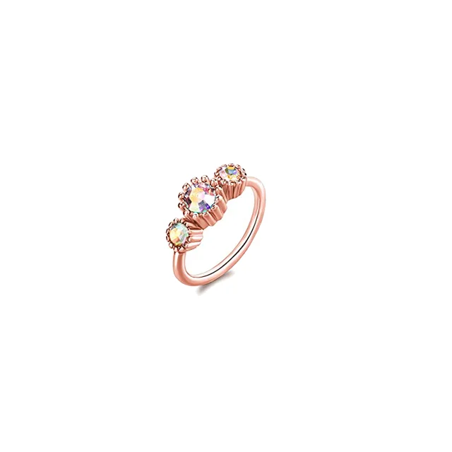 Nose Piercing Hoop Ring Hinged Segment Zircon Septum Piercing Opal Ear Cartilage Tragus Helix Lip Nariz Pircing Cuff Goth Hoop style1-rosegold