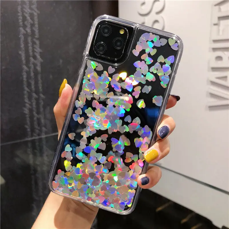 Прозрачный чехол LOVECOM с блестками и зыбучим песком для iPhone 12 Mini 11 Pro Max XR X XS 7 8 Plus