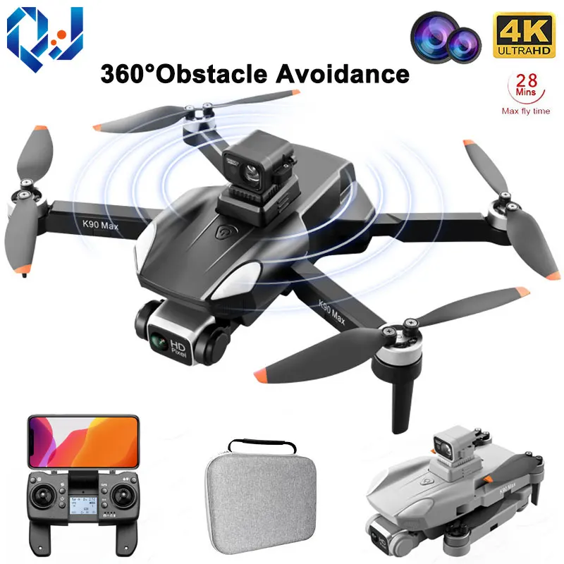 2022 nova k90 max gps drone 4k hd câmera dupla de 360 graus laser