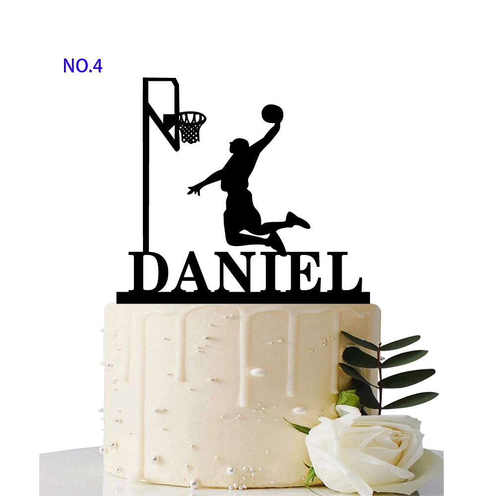 Custom Basketball Theme Name Acrylic Birthday Cake Topper Sports Style Personalized Dunk Team Name Party Cake Toppers Decoration (5)