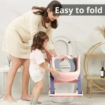 

Folding Baby Traning Chair Infant Potty Seat Baby Potty With Step and Cushion Stool Ladder for Baby Toddlers Safe Toilet Potties