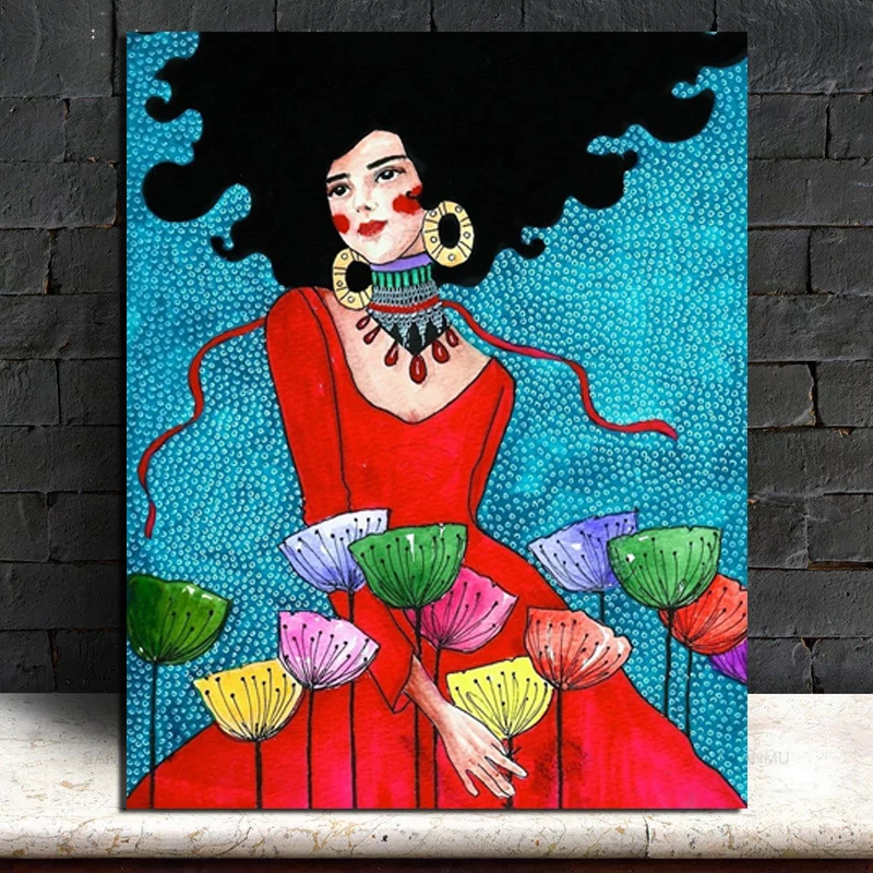 

pretty Girl Nordic Poster HD Wall Art Canvas Painting Posters Prints Modern Painting Wall Picture For Living Room Home Decor Art