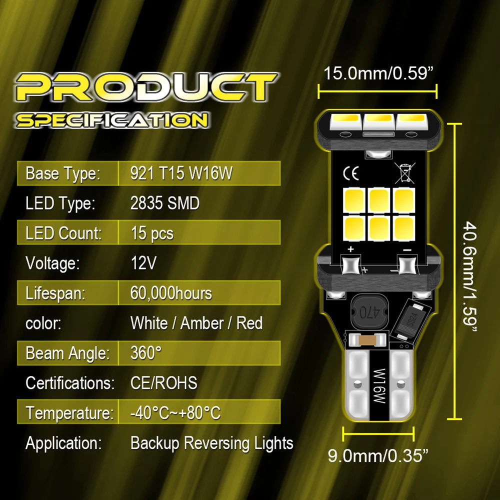 Katur 2 шт. T15 T16 W16W Светодиодные Автомобильные лампы 2835 SMD белый 12В задний свет 6 Вт