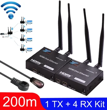 

HD 200M Wireless Transmission Hdmi Extender IR Infrared Blaster Transmitter Receiver PC DVD To TV 1tx 4rx Like 1x4 Hdmi Splitter