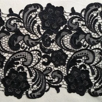 

1 Yard High Quality Cord African Lace Fabric Water Soluble Embroidered Polyester Lace Black Guipure Wedding Dress Lace Fabric
