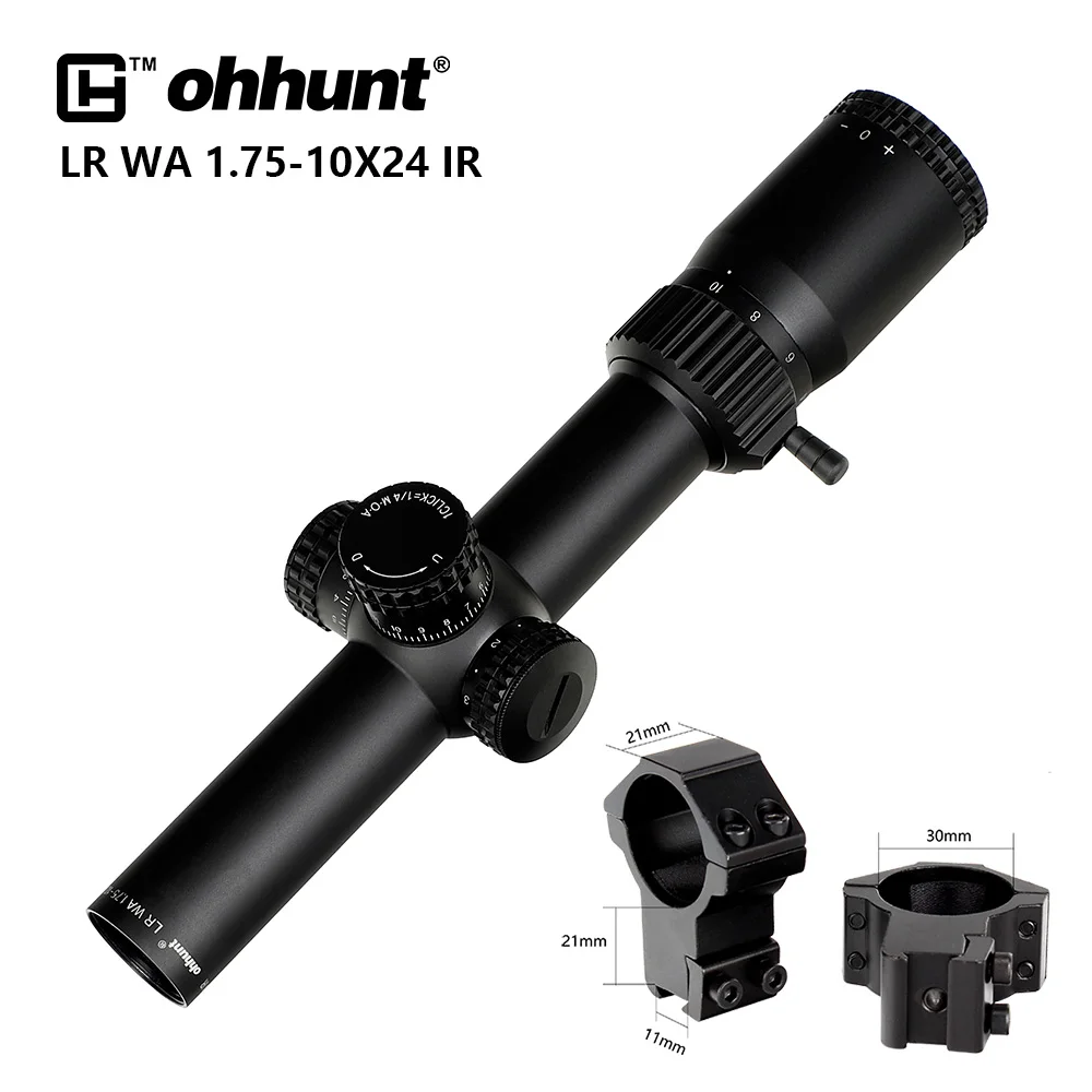 High Dovetail Rings Ohhunt LR WA 1,75-10X24 ИК Компактный Охотничий Прицел Тактическое Стекло Травленая Сетка С Красной Подсветкой Башни Замок Сброс Прицел - Цвет: High Dovetail Rings