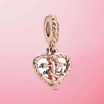 

JrSr new 100% 925 Sterling Silver Beads Rope Heart Love Anchor Dangle Charm fit Pandora Bracelet Women DIY Jewelry Free shipping