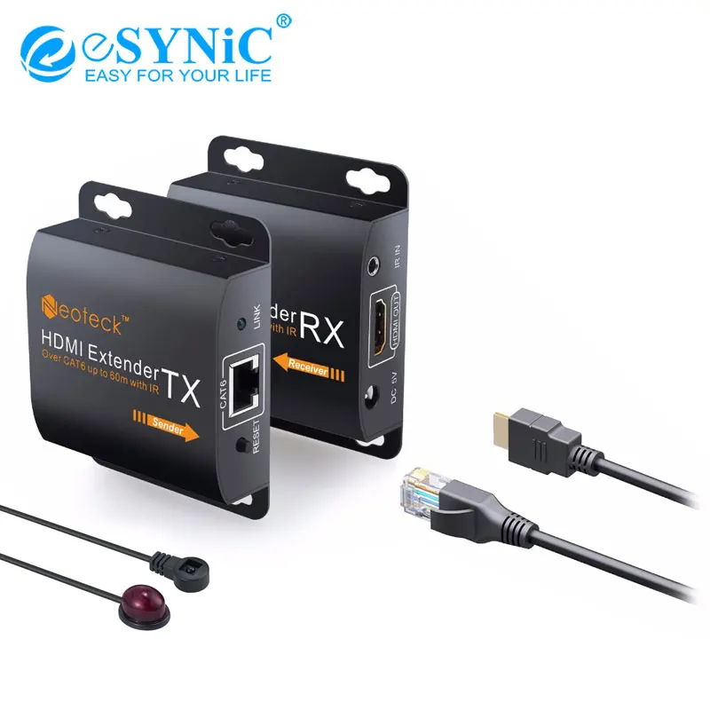 ESYNiC 1080p 1,3 HDMI удлинитель IR Blaster приемник Удлинитель HD сигнала до 60 м RJ45 передатчик TX/RX IEEE-568B удлинитель