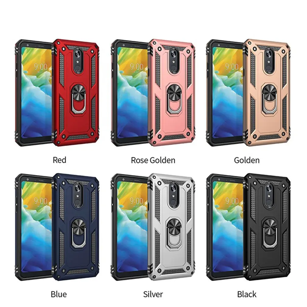

Magnetic Metal Ring Cases 360 Rotating Shockproof Phone Covers Shell Car-mounted Phone Shell for LG K51/Q51
