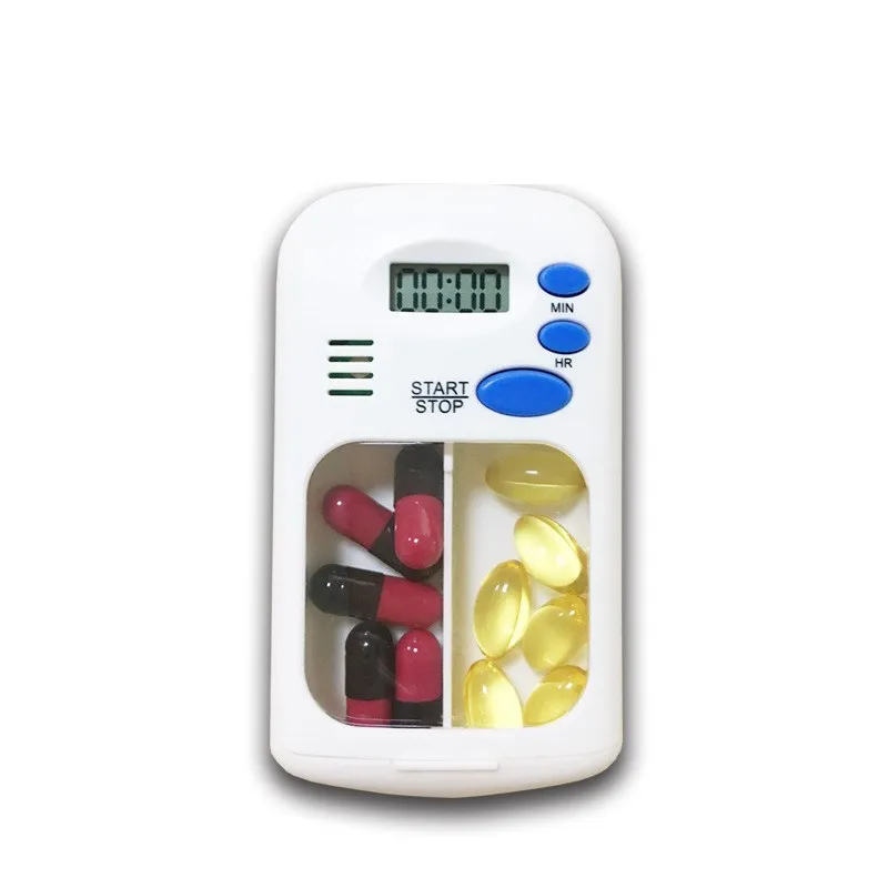 

Electric Pill Box Alarm Timer Mini Portable Dispenser Electronic Clock Reminder Emergency Protection LED Display First Aid Kit