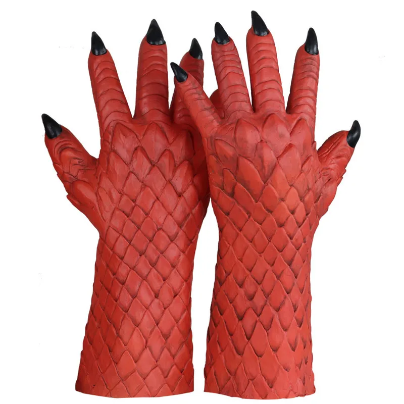 Латексная белиальная маска демона костюм для косплея дьявол маски с перчатками Хэллоуин вечерние реквизит - Цвет: Gloves1