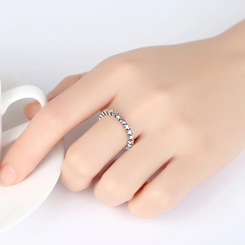 Оригинальное 925 пробы Серебряное кольцо, Подходит для Pandora, кольца со звездами, штабелируемые кольца на палец для женщин, ювелирные изделия для свадьбы, помолвки
