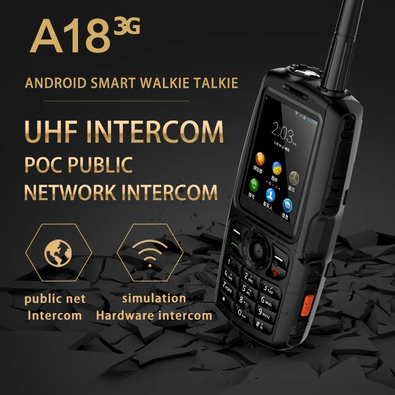 Alps A18 IP68 Zello Smart Walkie Talkie Android мобильный телефон PTT UHF домофон 2,4 ''3800 мАч MT6572 5MP камера POC стерео динамик
