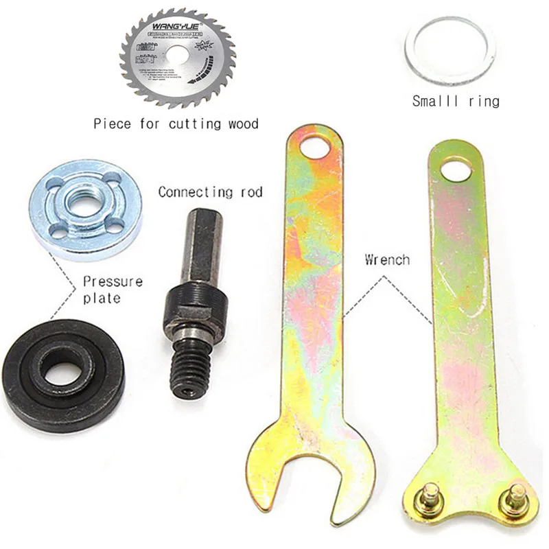

6 pcs Cutting Polished Tool Accessories Kit For Hand Drill Variable Angle Grinder Included Connecting Rod Pressure Plate Wrench
