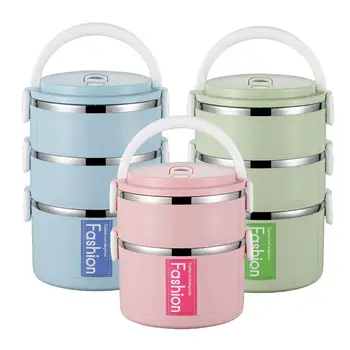 

Heightened Large Capacity Lunch Box Multi-layer Stainless Steel Three-layer Insulation Lunch Box Student Lunch Box Office Worker