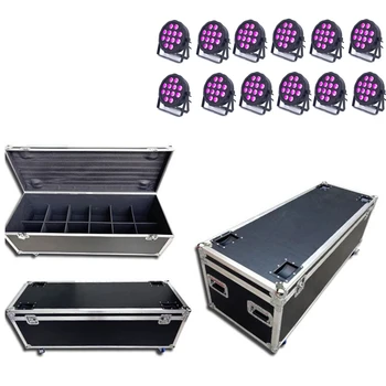 

12pcs led par light with Flight Case 12x18W LED Par Lights RGBWA UV 6in1 dj lights Led Flat Par Lights beam Strobe lights