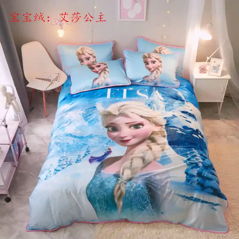 Light Blue Disney Frozen Elsa Comforter Bedding Set Queen Size Bed