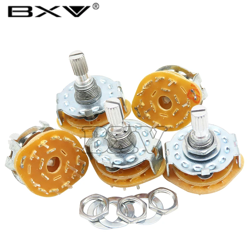 2PCS RS25 Band Switch 2P4T 2P5T 2P6T 3P3T 3P4T Mount Rotary Switch Selector Band Pole Position Knob rocker toggle switch electronic component