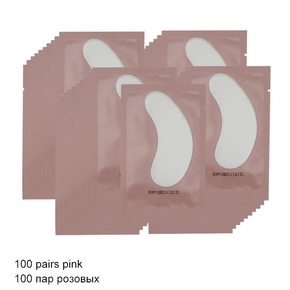 100 Pairs Pink 50/100 пар бумажные накладки для наращивания ресниц увлажняющие глазные накладки ресницы под глазные накладки привитые без ворса наклейки для глаз инструмент для макияжа - Цвет: 100 Pairs Pink