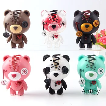 

Game Your Toy Raggedy Teddy Pink Luminous Panda Brown Black Ghost Teddy Bear Actions Figure PVC Collection Model Toy 6pcs/set
