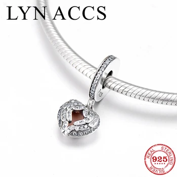 

New Winged heart shape 925 Sterling Silver clear CZ fine Pendant Beads Fit Original LYNACCS Charm Bracelet Jewelry making