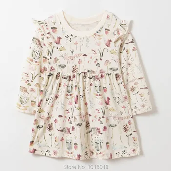 

Flower 100% Combed Cotton Dresses for Girls Casual Tops Baby Girl Clothes Brand Infant Kids Long Sleeve One-piece Princess Dress