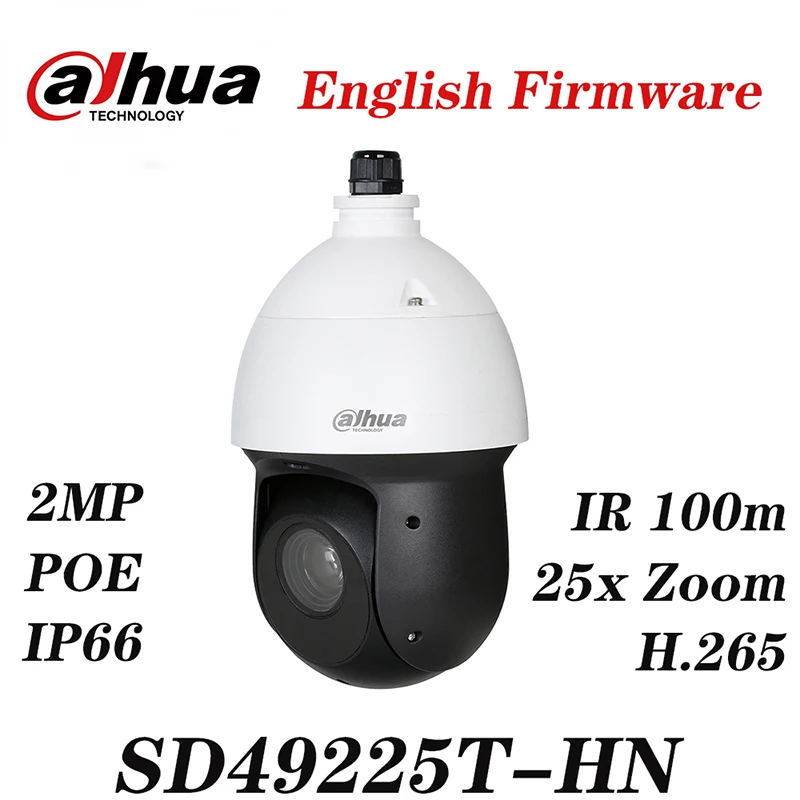 

Dahua SD49225T-HN 2MP PTZ dome network camera IR100M H.265 IP66 support PoE + update SD29204T-GN Original with Dahua logo
