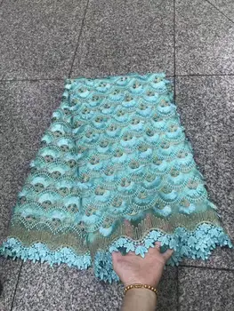 

Sky blue 2019 High Quality Nigerian Tulle Lace Fabrics Latest Beaded Mesh African Lace Fabric Bride French Net Lace Fabric 5YARD