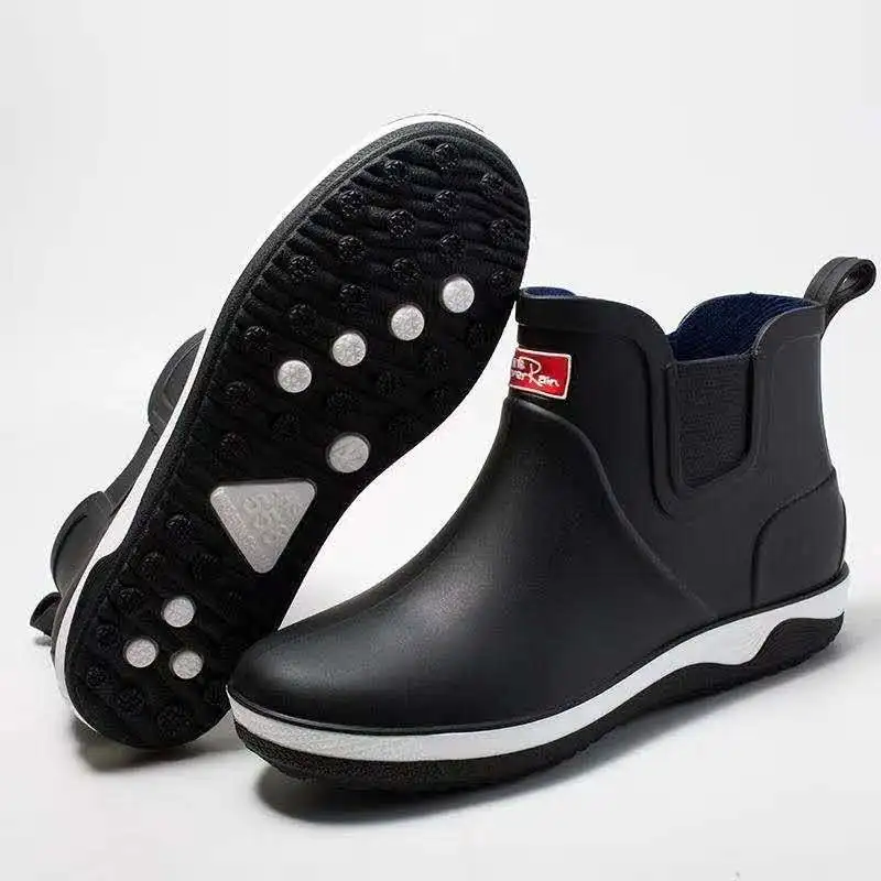 Rainshoes Men's Waterproof Rain Boots Non-Slip Rubber Chef Shoes Removable Velvet Cover Four Seasons Work |