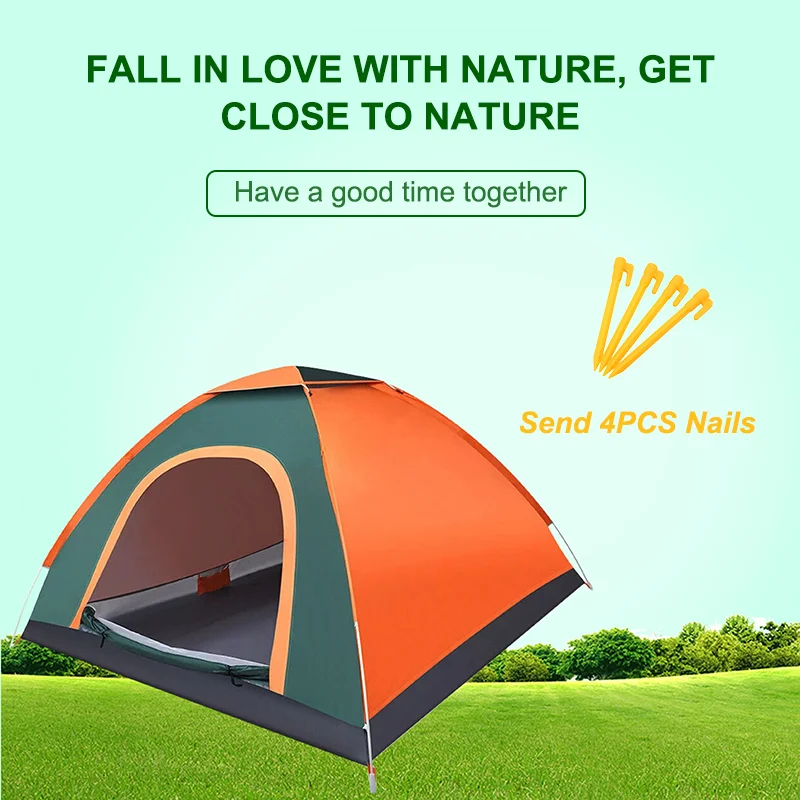 

Outdoor Camping Tent 3-4 Person Dual Layer Waterproof Hiking Beach Travel Windbreak Beach Tents Anti UV Tourist Random Color