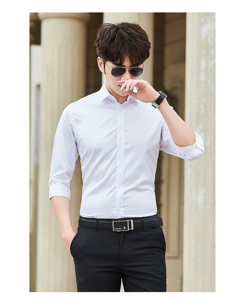 Men's 7-minute sleeve shirt grooms groomsmen slim Korean version of men's summer classic short sleeve business casual shirt