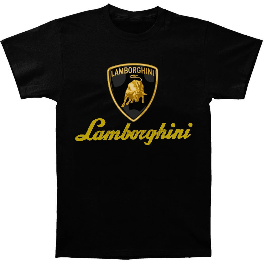 Новый! Футболка Lamborghini с золотым логотипом черная футболка топ принтом размер S-2XL