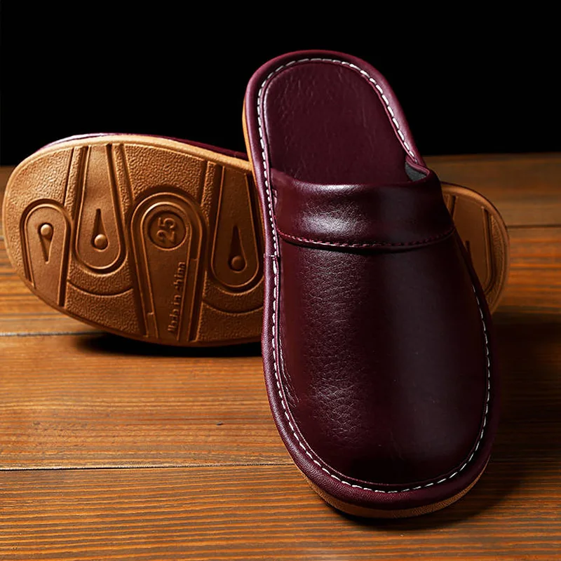 

Leather slippers women 2020 spring indoor shoes woman home slippers leather shoes Precision stitching