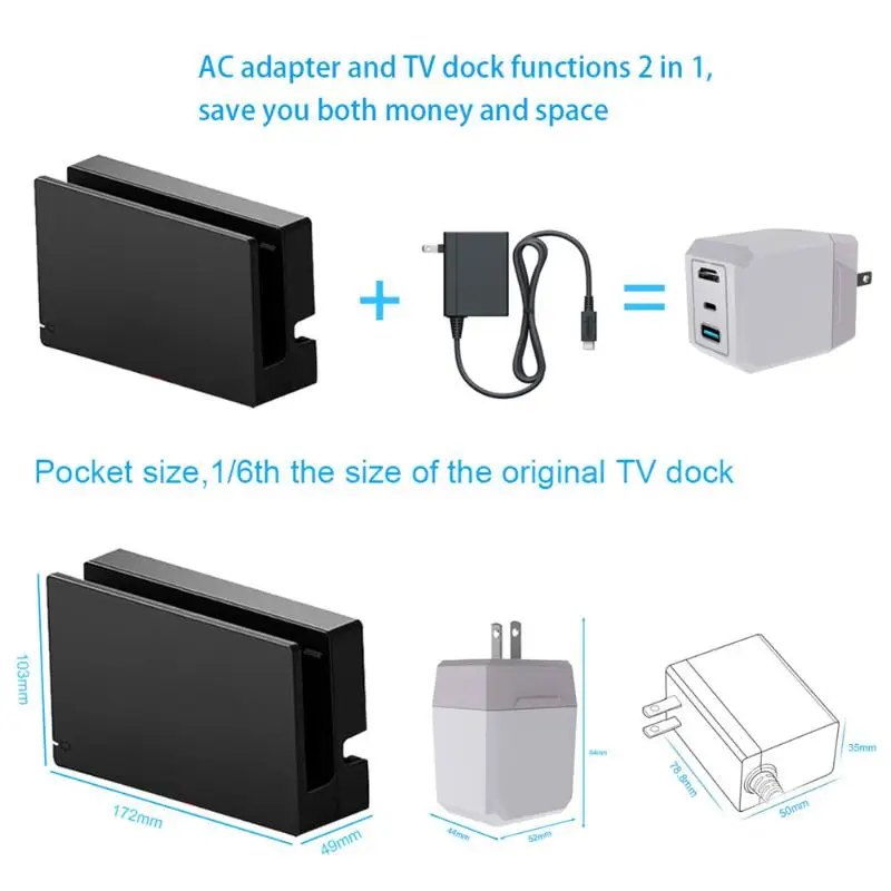 Адаптер, Обычный дизайн, Стандартный, с протоколы HDMI, USB 3,0, type-C, комплект зарядного устройства, пригодный для переключателя shand
