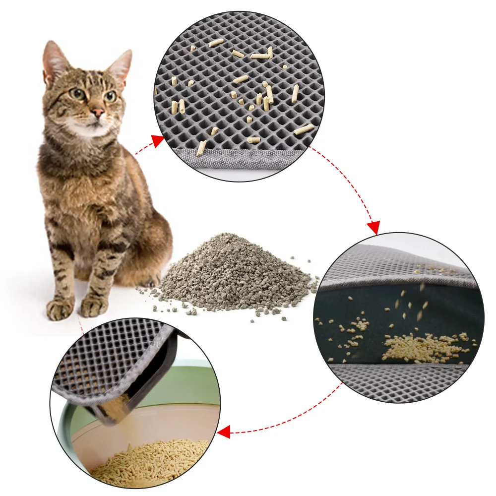 1pc PVC rectangular pet mat cat litter basin mat cat rub pad cat