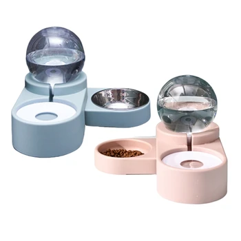 

2Pcs 1.8L Cat Automatic Feeder Pet Bowls Detachable Not Wet Mouth Cats Dogs Water Drinking Bowl Dispenser-- Blue & Pink