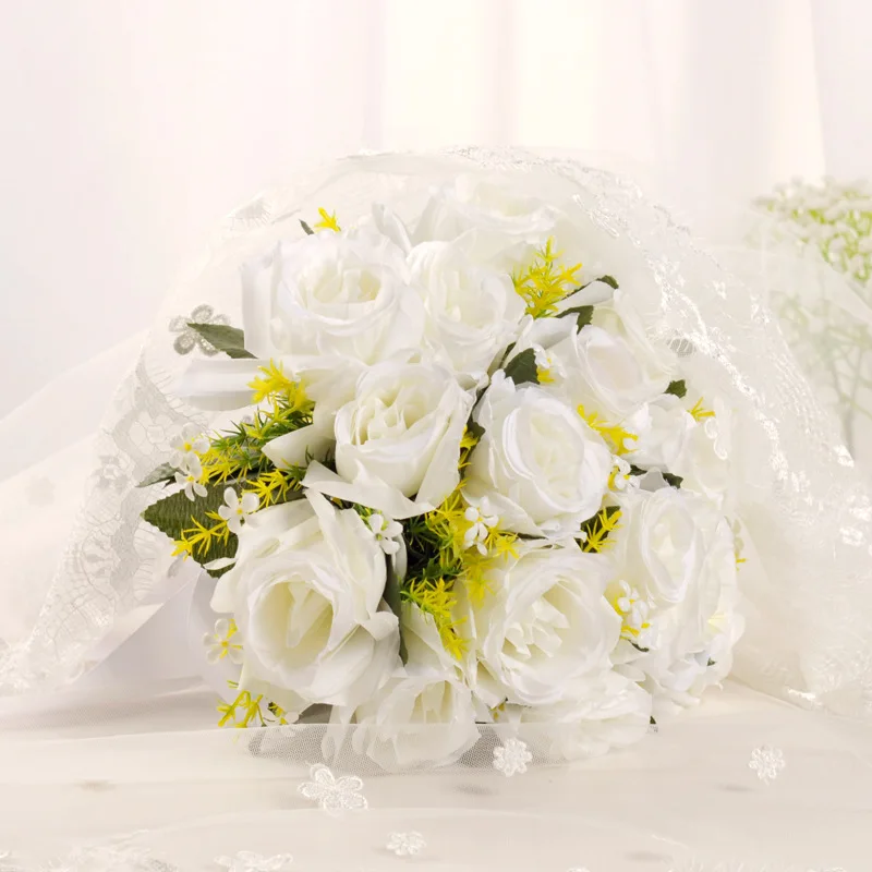 

Artificial White Wedding Bouquet Handmade Wedding Flowers Bridal Bouquet Mariage Wedding Decoration buque de noiva