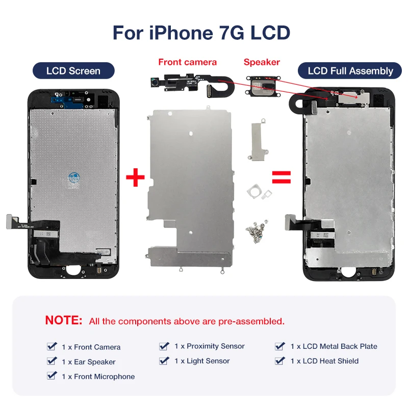 OEM ЖК дисплей для iPhone 7 Plus полный комплект дигитайзера в сборе 3D Замена сенсорного